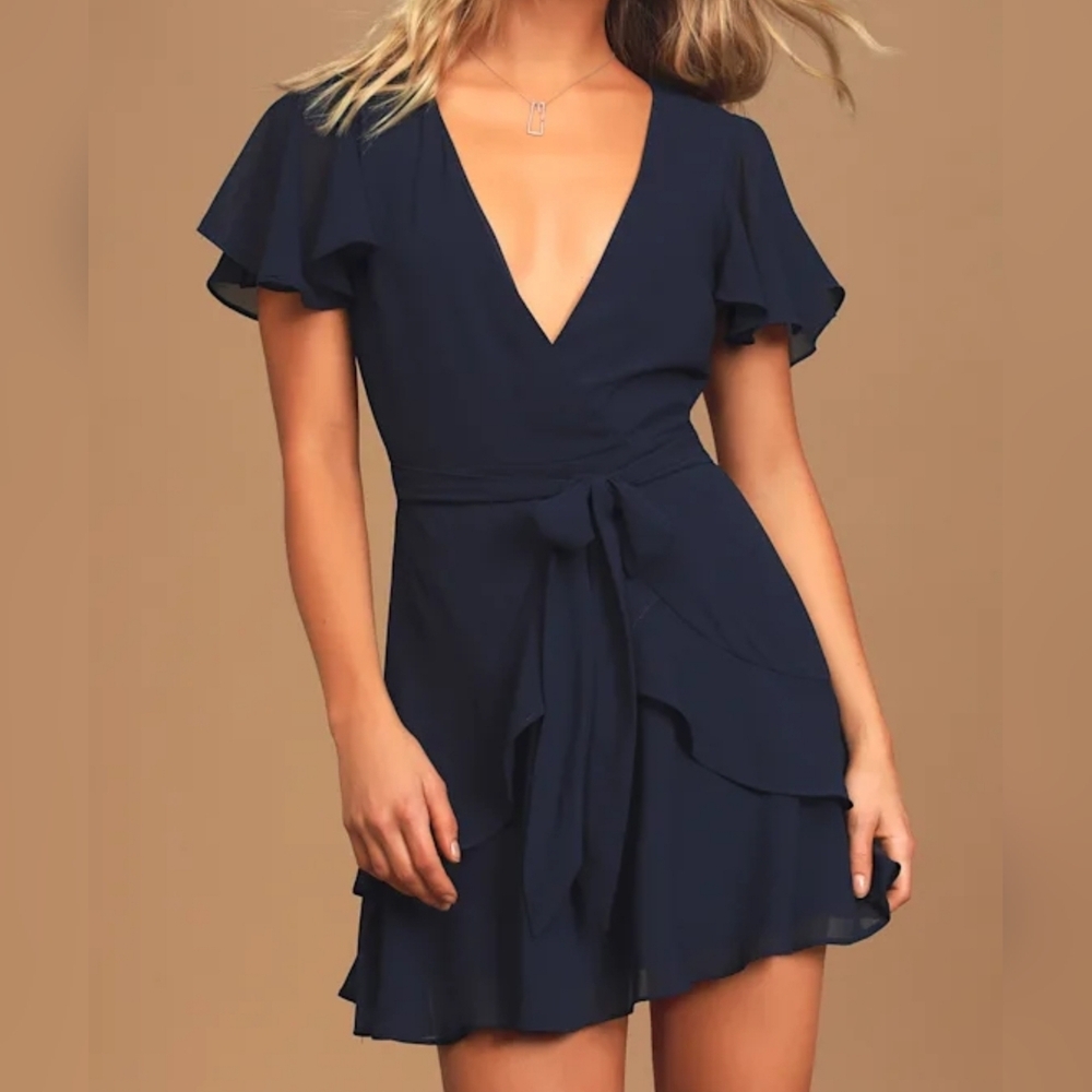 Lulu's Navy Ruffle Mini Dress - Picture 3 of 11
